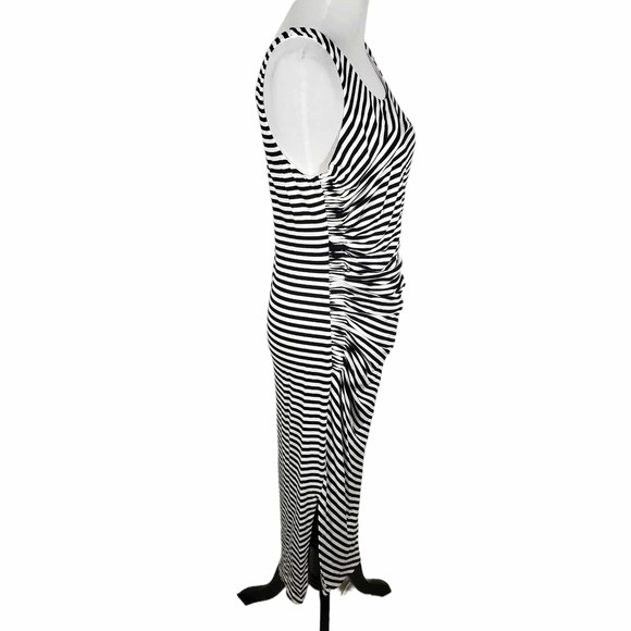 Vince Camuto size Large Black and White Striped Sleeveless Asymmetrical Dress - Picture 3 of 7